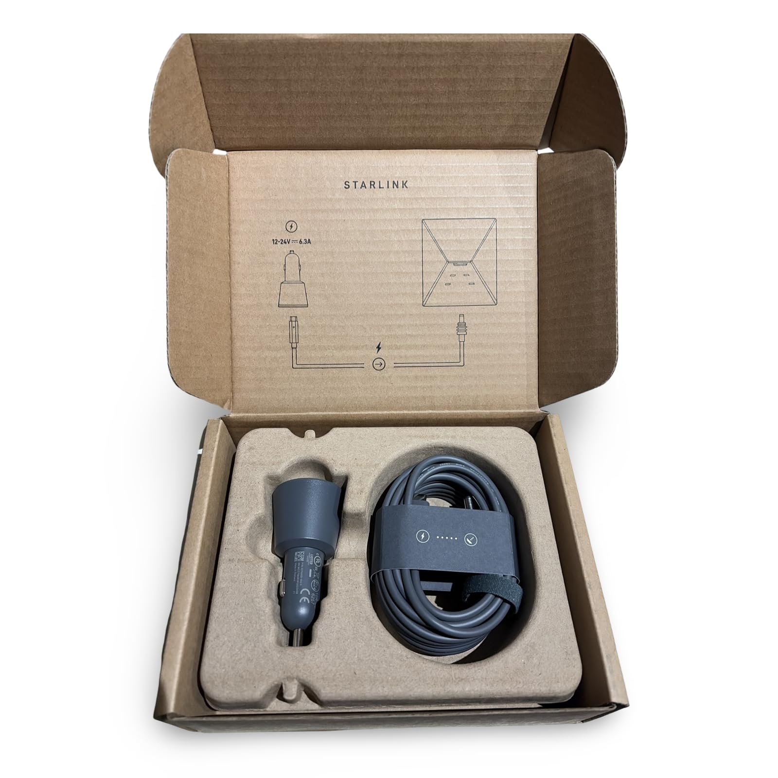 (OEM) Adattatore caricabatteria per auto compatibile con Starlink Mini 12 V/24 V DC cavo di alimentazione (5 m) per veicoli, camper, camion, furgoni e barche - Alimentazione diretta del veicolo (senza