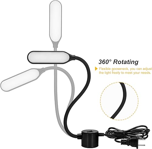 Miniatura 3 de Lámpara de trabajo de cuello de cisne flexible LED para máquina de coser con base de montaje magnético para banco de trabajo, torno, taladradora,