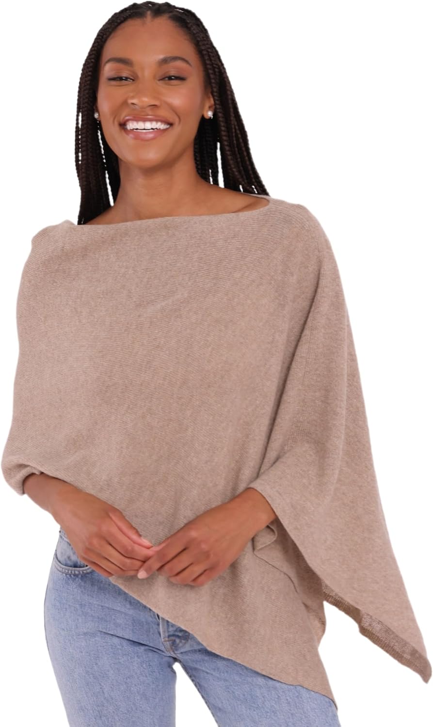 CLAUDIA NICHOLE by Alashan 100% Cashmere Luxe Dress Topper Poncho - Lightweight, Soft, Cozy & Versatile - Great Gift Item