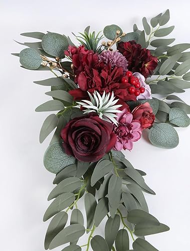 Miniatura 4 de 2 guirnaldas florales, flores rosadas, flores para arco de boda, para decoración de boda, para recepción, rosas falsas rosas, combo de guirnaldas de