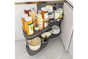 Grey Left Swing Blind Corner Cabinet Pull Out Organizer
