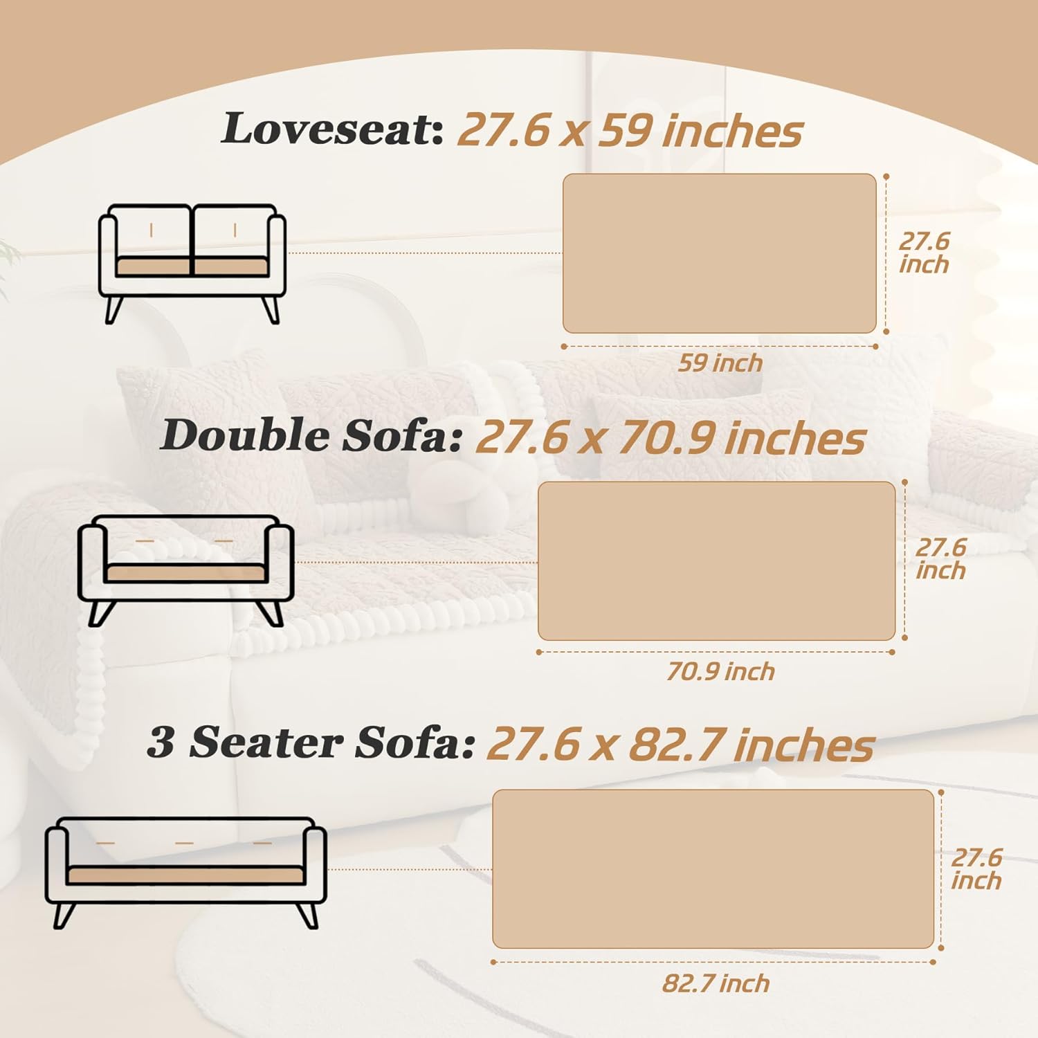 Plush Couch Cover for Dogs – Non Slip Pet Sofa Protector, Ultra Soft Washable Couch Cover for Pets, Anti-Slip Backing Furniture Protector for Cats & Dogs, Fits Standard & L-Shape Sofas (Only1PC )