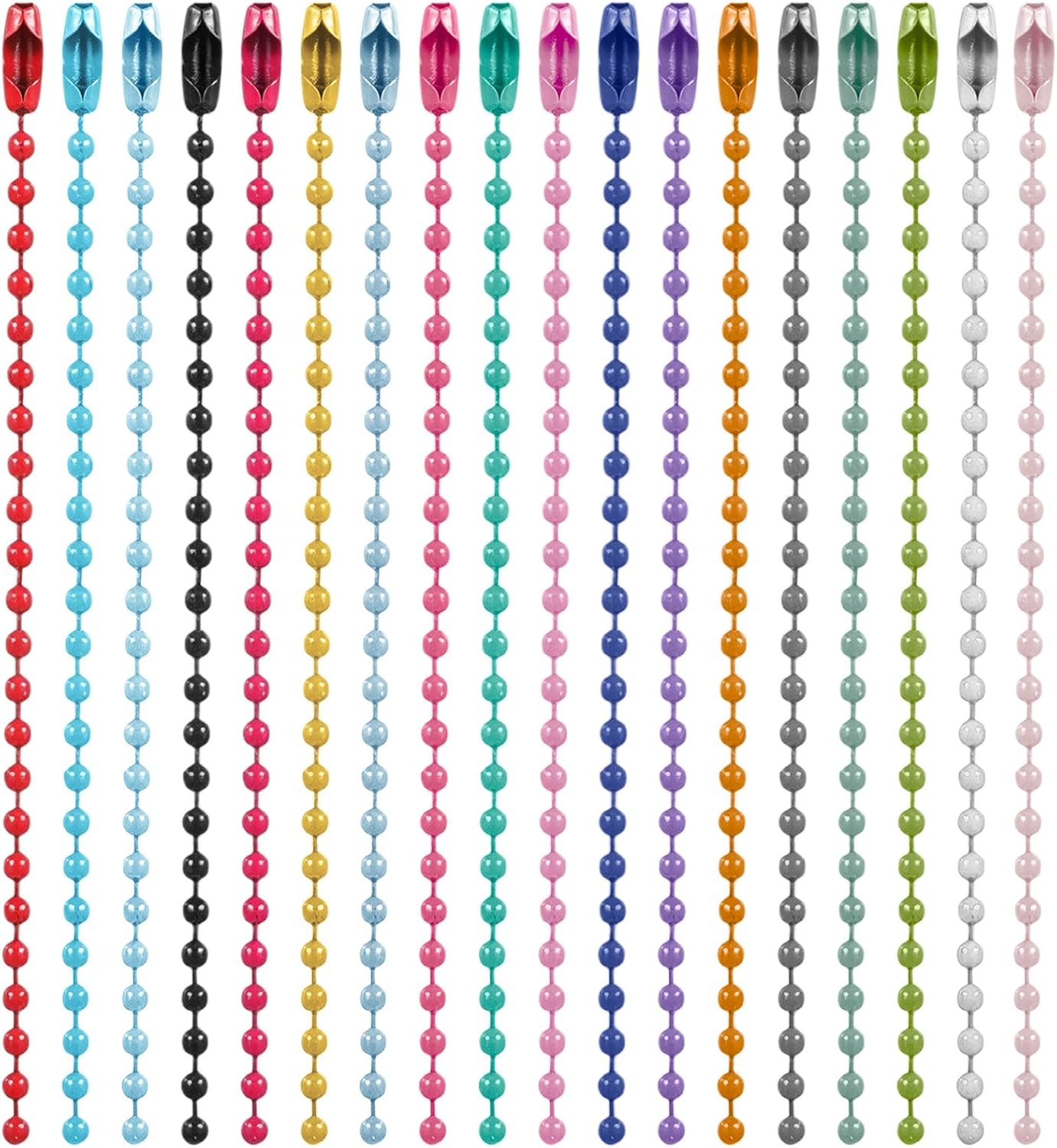 200 Pcs Color Ball chain 3.7 in Metal Bead Keychain with Connector