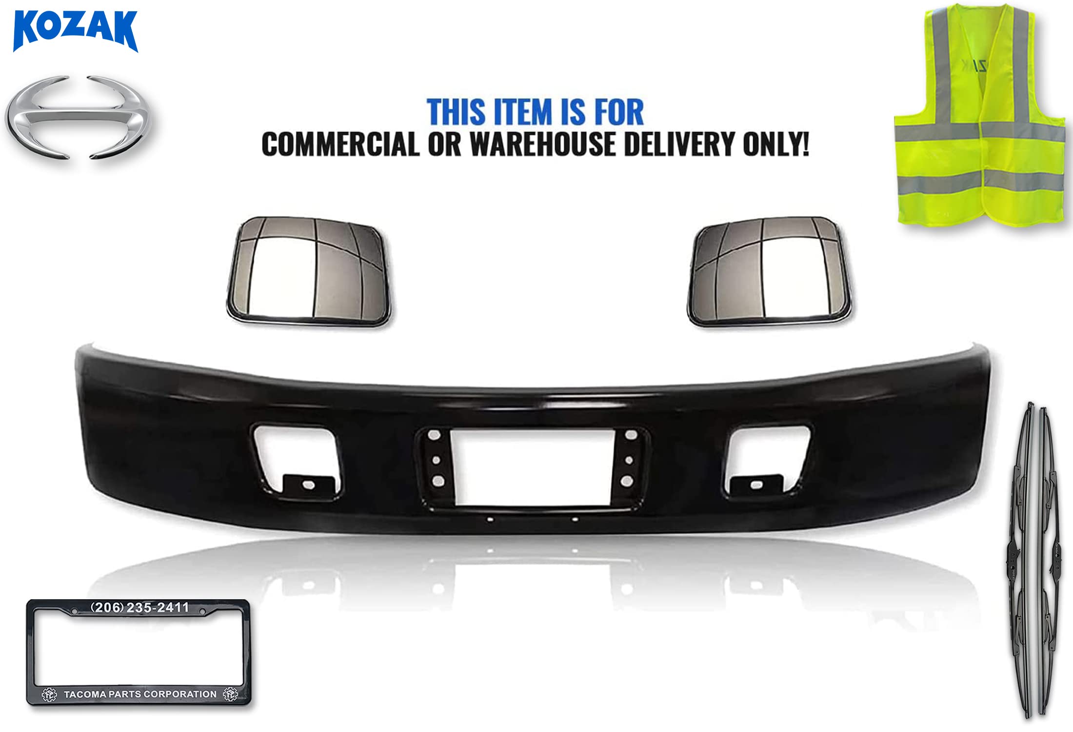 Amazon.com: Front Black Steel Bumper Compatible with Hino 2011+