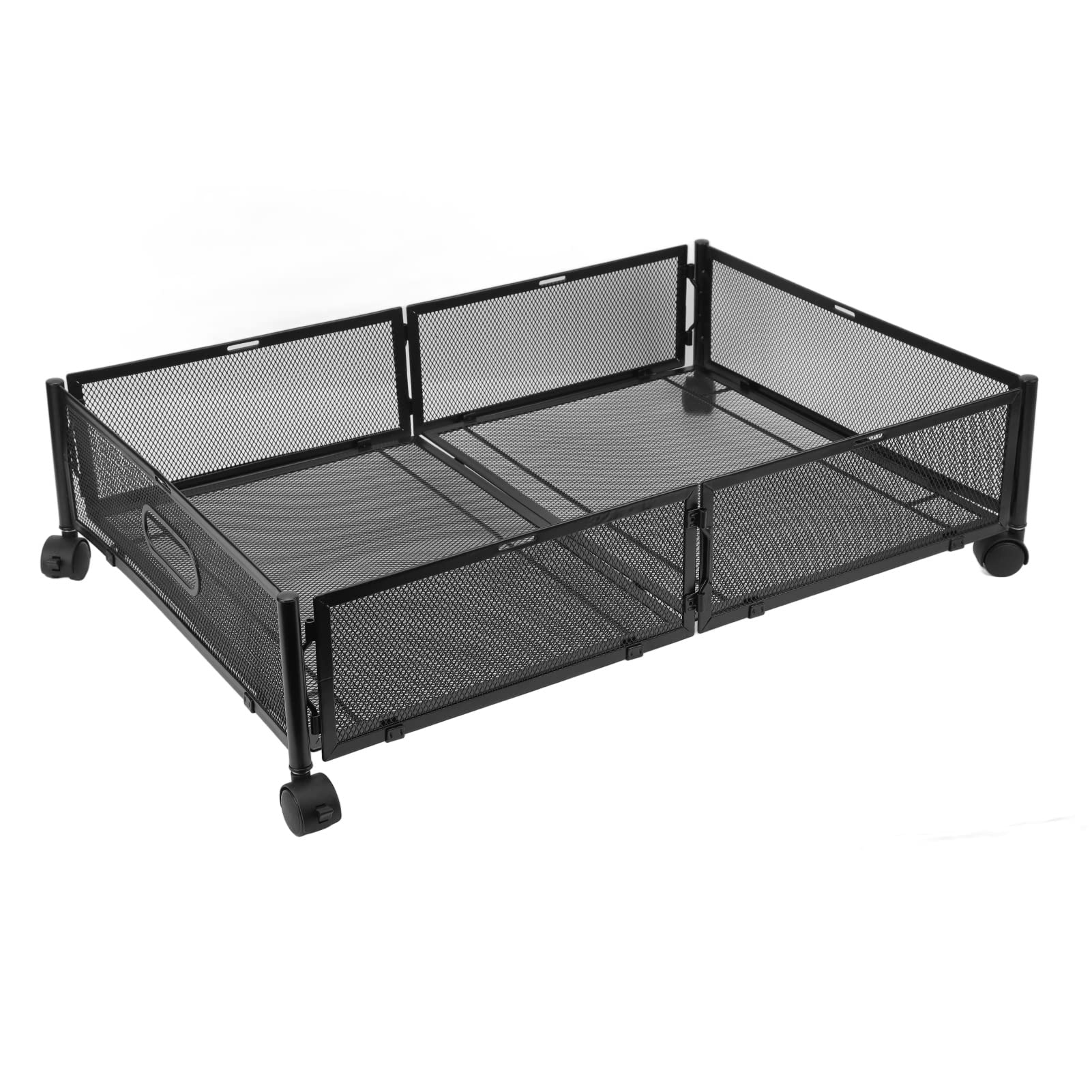 Metalowy Organizer Pod łóżkiem Wydajna, Wysuwana Szuflada Pod łóżkiem na Ubrania, Zabawki, Oddychająca, Pyłoszczelna do Szafy w Sypialni w Domu, 23,6 X 15,9 X 6,3 Cala (BLACK)