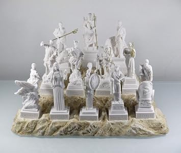 Set All The 12 Olympian Gods of Mount Olympus Alabaster Greek Statues 6.69