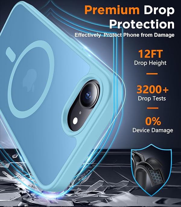SPIDERCASE for iPhone 16e Case for iPhone 17e Case, Magnetic Translucent Matte Case with 2PCS Tempered Glass Screen Protector Slim Phone Case for iPhone 16E/17E 6.1'', Light Blue by SPIDERCASE - Image 3