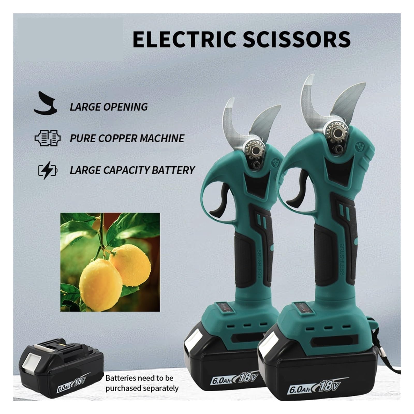Forbici da elettricista Batteria 18 V Cesoie potatura professionali a batteria Taglierina Trapani wireless Strumenti Potatore giardino