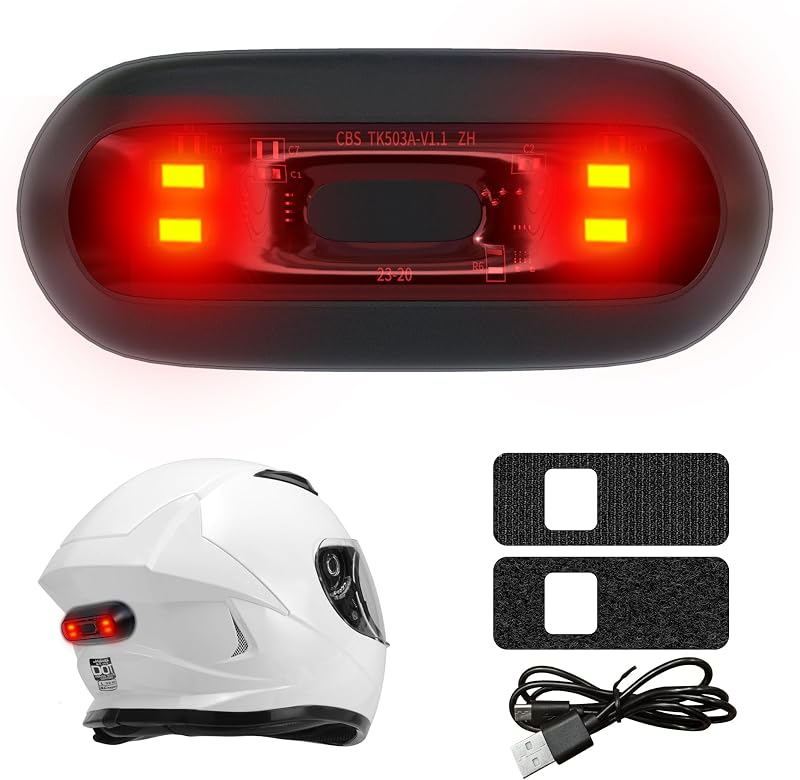 Bike Helmet LED Tail Light, Motorcycle Helmet LED Tail Light, Night Riding Safety Warning Light, Rechargeable Battery & IPX6 Waterproof, 4 LED Lights