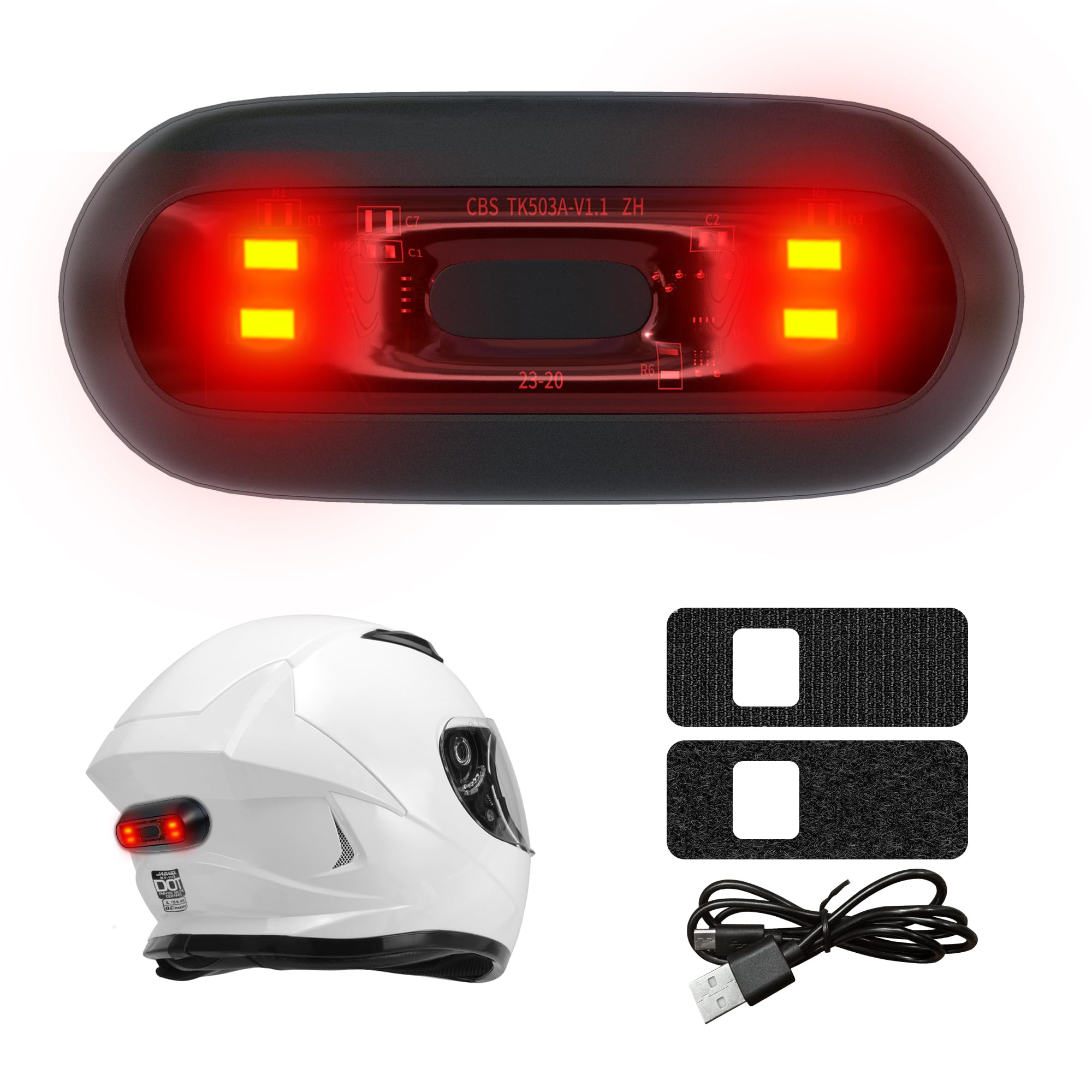 JAGASOL Bike Helmet LED Tail Light, Motorcycle Helmet LED Tail Light, Night Riding Safety Warning Light, Rechargeable Battery & IPX6 Waterproof, 4 LED