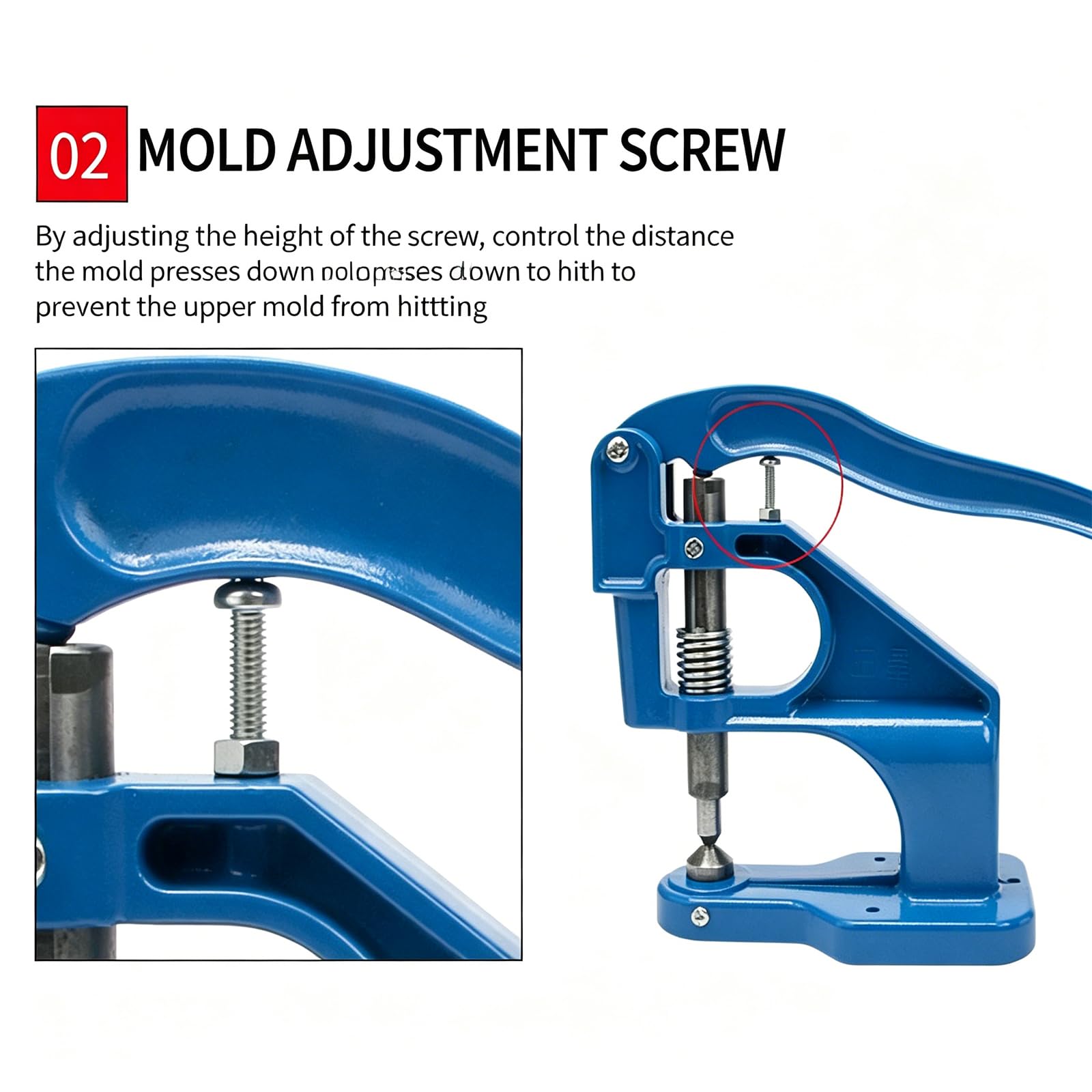 Genérico Prensa Remachadora, Ajustable Manualmente | Molde Multifuncional, Cuerpo De Aluminio, Apto Para Cuero Y Tela (Yellow 5.5mm/7m/10mm)