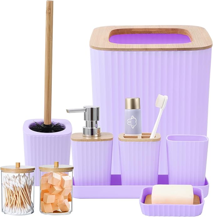 XLHOMO Purple Bathroom Accessory Set, Light Purple Bathroom