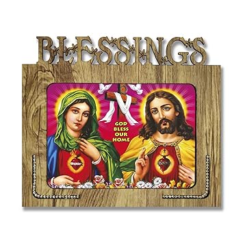 Poster N Frames Decorative Blessings Hand Crafted Wooden Table Frame with Photo of Lord Jesus