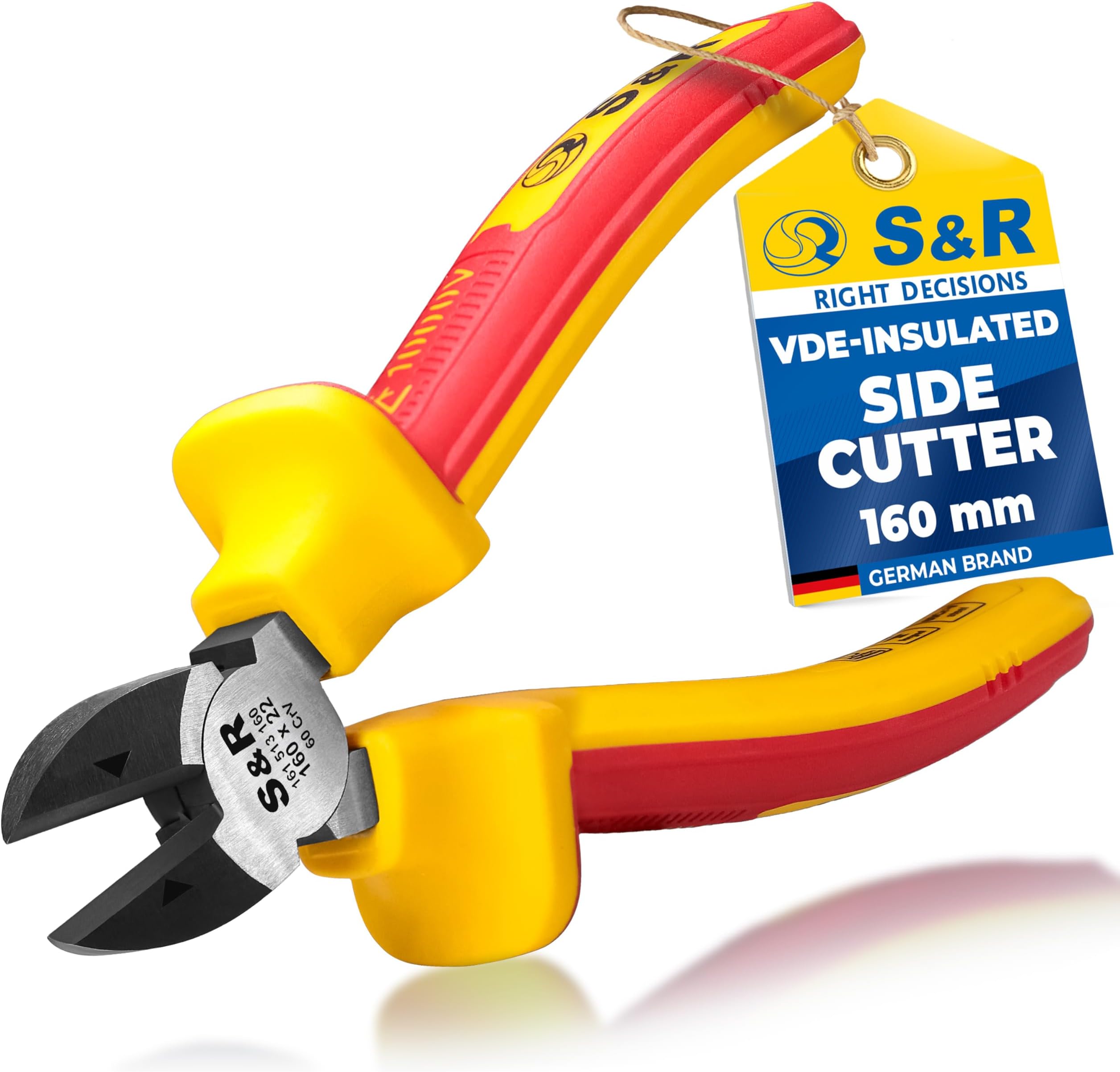 S&R Insulated VDE Diagonal Side Cutter/Electrical Wire Cutters 160mm 1000V VDE-Tested (German Electrical Engineering Association Serie) Wire Cutting Pliers