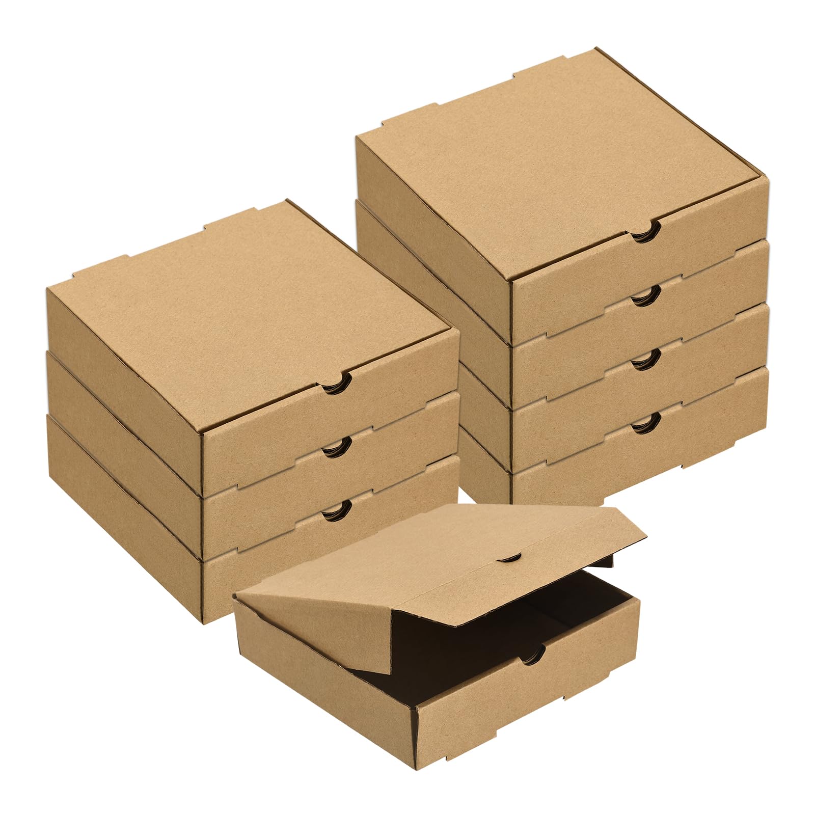 sourcing map Scatole per pizza, 8 pezzi, 30,5 x 30,5 cm, mini scatole per pizza in carta di vacchetta, contenitori quadrati ondulati per torte, biscotti, pizza party (marrone)