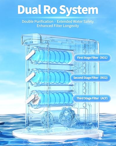 Miniatura 3 de Sistema de ósmosis inversa, filtro de agua de ósmosis inversa dual, flujo rápido de 800 GPD, 31 puro para drenar, sistema RO bajo el fregadero sin