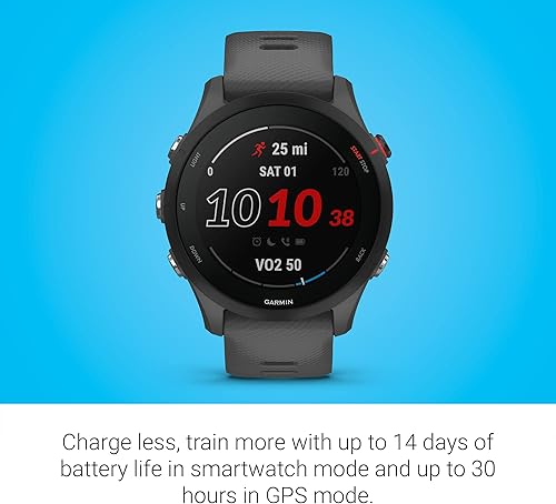 Miniatura 3 de Garmin Forerunner 255, reloj inteligente con GPS para correr, información avanzada, batería de larga duración, gris pizarra