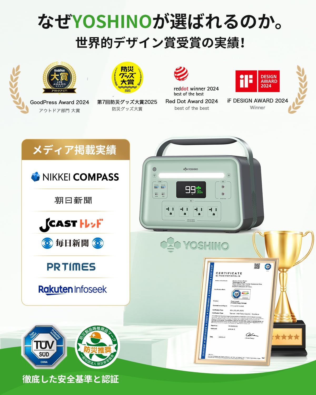 Amazon.co.jp: YOSHINO ヨシノ ポータブル電源 B1200 SST 1085Wh 三元 