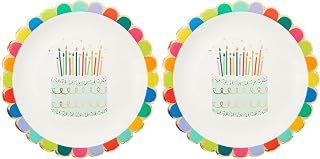 C.R. Gibson Dinner Plates, Sprinkle Birthday - Scallop Edge, Gold Foil Accents - 8 Count (TW12-25509) (Pack of 2)