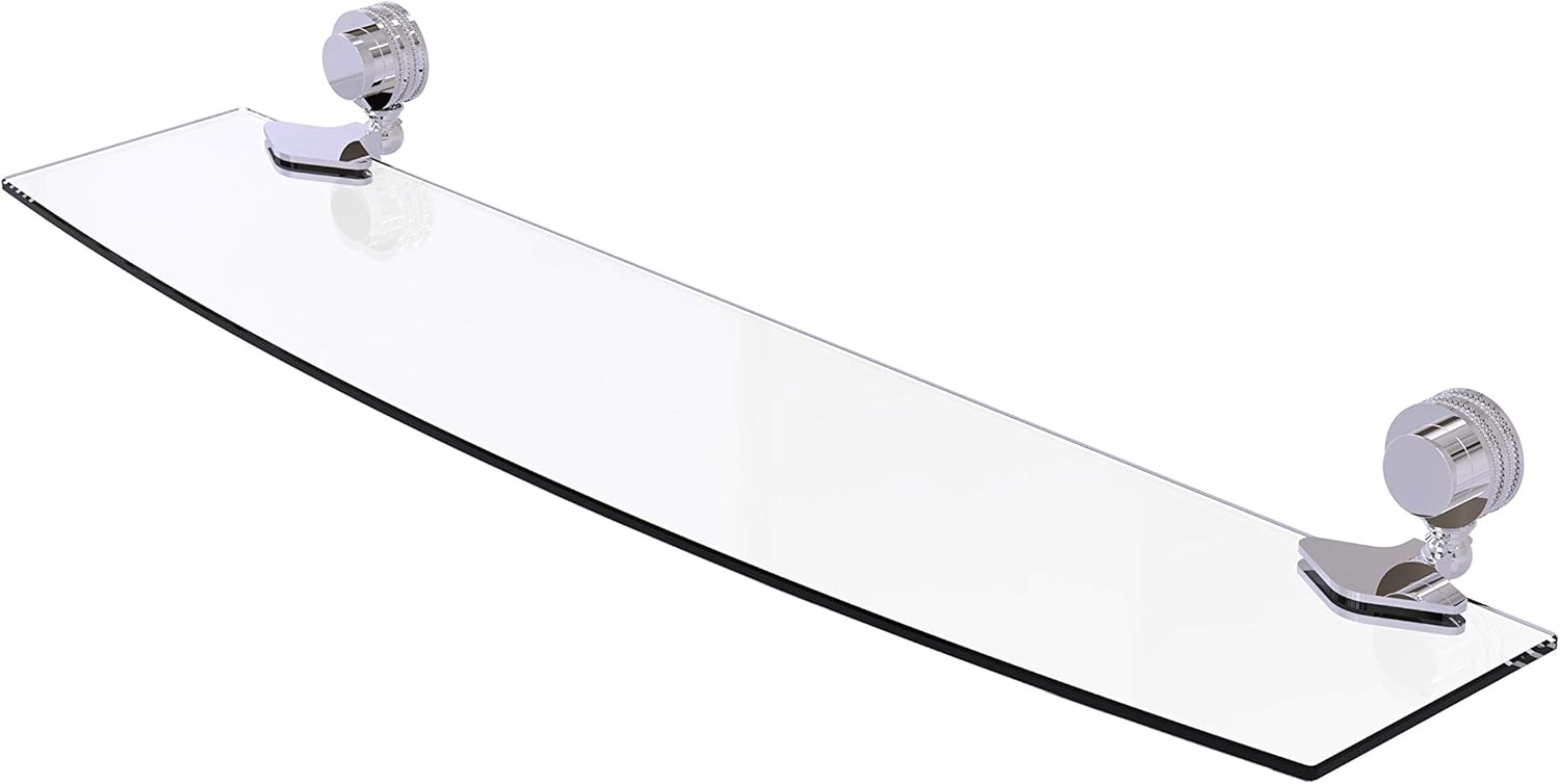 Allied Brass 433D/24-SCH 433 D Venus Collection Inch Dotted Accents Glass Shelf, 24-Inch by 5-Inch, Satin Chrome