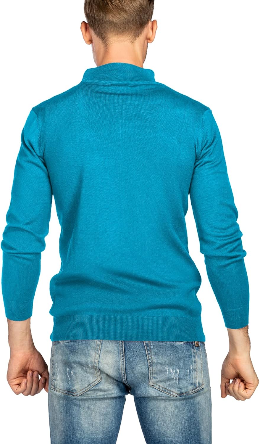 We1Fit Men's Quarter Zip Sweaters Slim Fit Cotton Knitted Mock Turtleneck Pullover at  Men’s Clothing store
