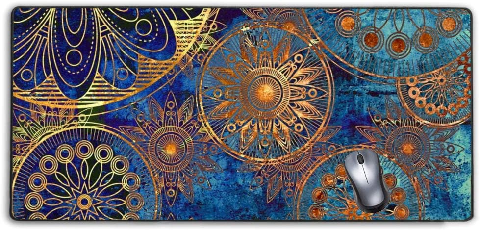 Stitched Edges Large Gaming Mouse Pad,Extended Mousepad with Non-Slip Rubber Base for Laptop Desktop Computer Keyboard Mat – Rose Gold Mandala Stitched Edges Large Gaming Mouse Pad,Extended Mousepad with Non-Slip Rubber Base for Laptop Desktop Computer Keyboard Mat – Rose Gold Mandala