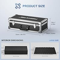 Vista 5 de Phenyx Pro Estuche de Transporte con Marco de Aleación de Aluminio con Espuma de Dos Capas Pre-Cortada Pick and Pluck, Ideal para el Transporte