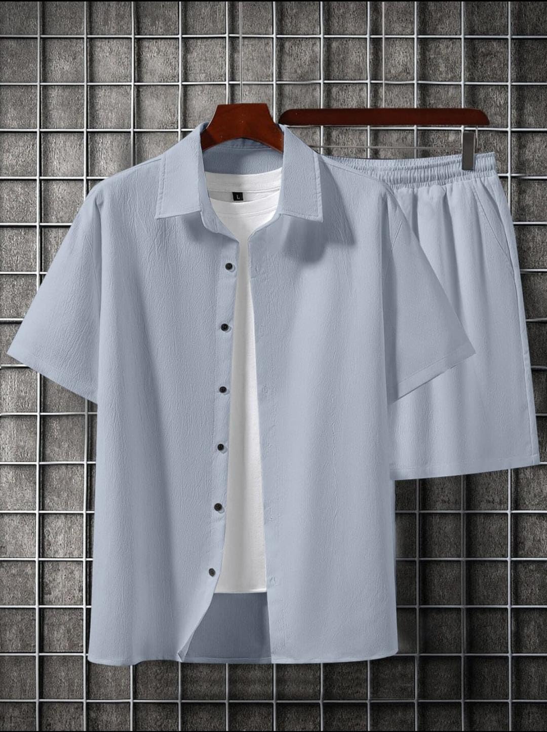 Gunj Creation Men’s Popcorn Fabric Co-ord Set – T-Shirt & Shorts Combo for Sleepwear, Lounge, Beach, Picnic, and Night Wear