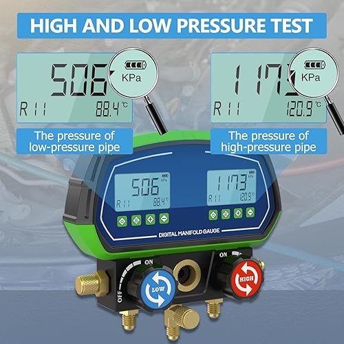 Miniatura 10 de R134a - Juego de manómetro digital HVAC para probar el mantenimiento del aire acondicionado, probador de refrigeración de aire acondicionado y fugas