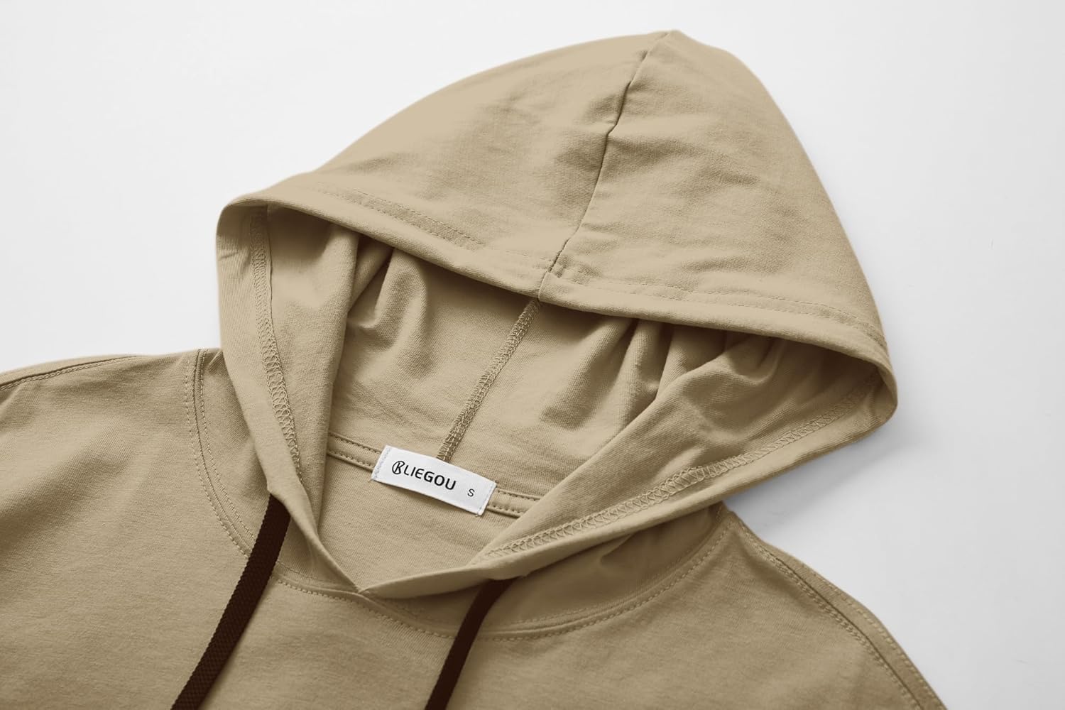 KLIEGOU Men's Hooded T-Shirt 190GSM 100% Cotton Soft Streetwear Longline Tee- Breathable Hip Hop Pullover - Pre-Shrunk - Image 2