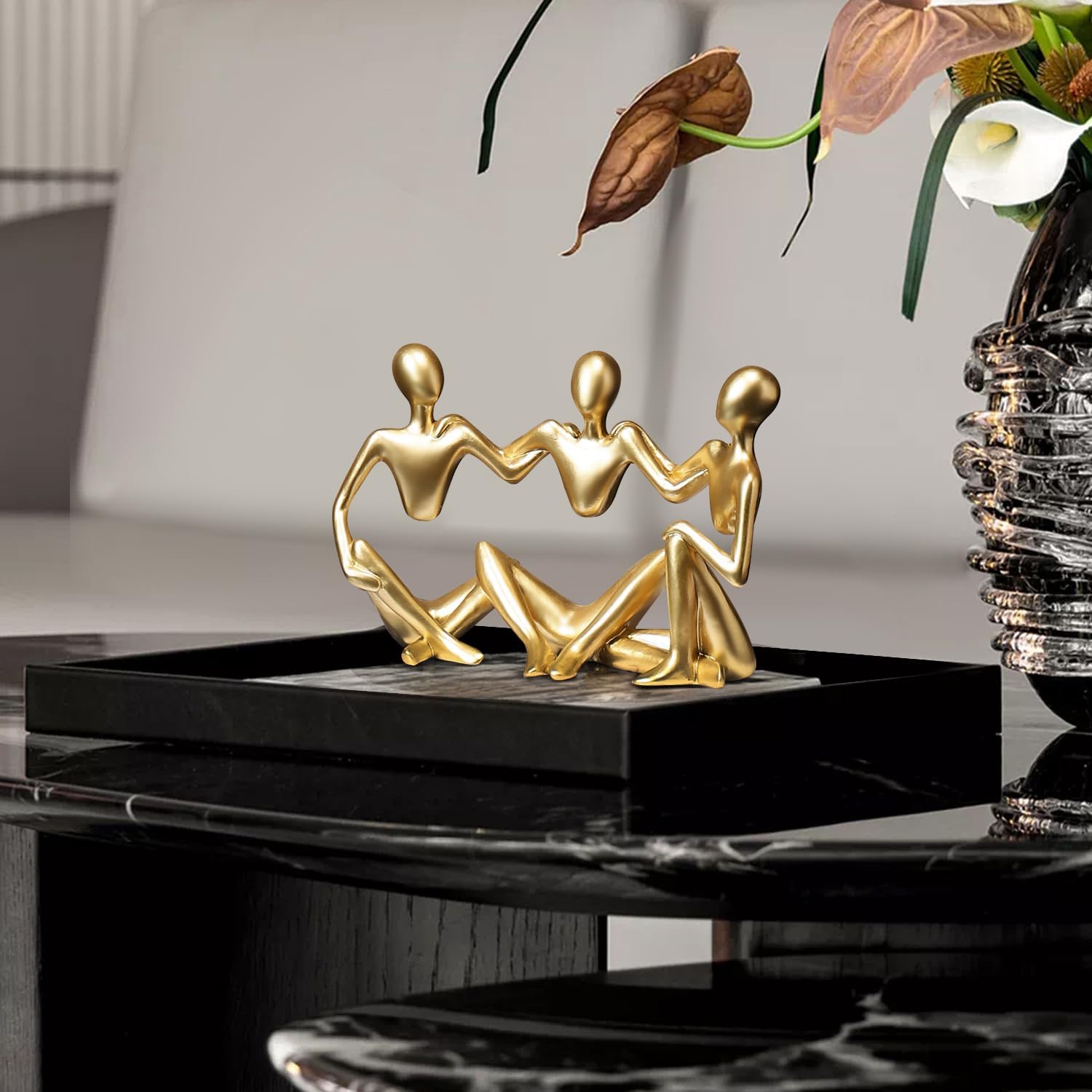 Figuras abstractas, esculturas de resina, manualidades, adornos modernos para decoración del hogar, modelos de pensadores, decoración de gabinete de vino de escritorio (dorado)