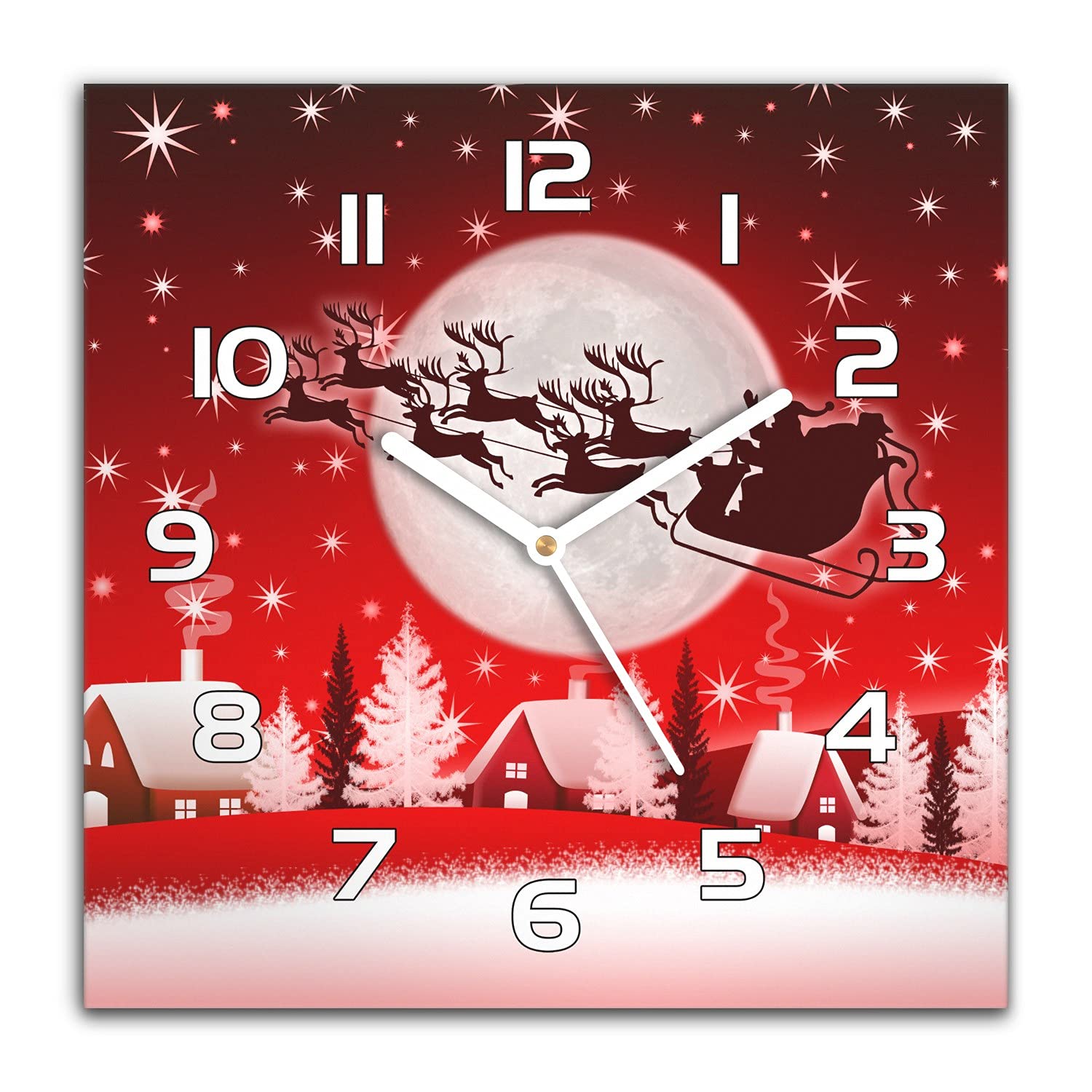 Horloge murale Noël cuisine et salon moderne en verre silencieux Coloray 30x30