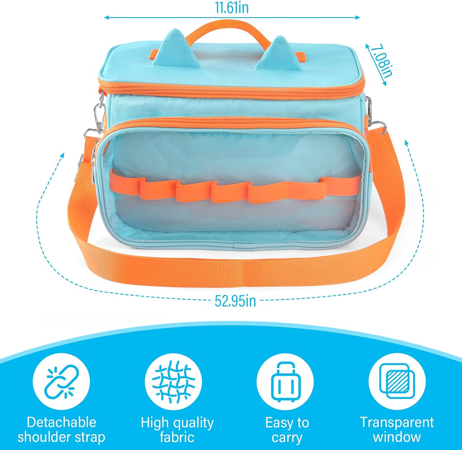 Carrying Case for Tonies Storage, Case for Tonie Box 1/2 Organizer Holder for Tonie Figures, Headphones and Charging Station, Portable Storage Bag with Shoulder Strap and Handle Bar (Blue)