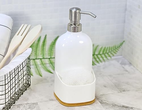 Miniatura 9 de Clasin Home Dispensador de jabón para fregadero de cocina con soporte de esponja, repuesto de jabón para platos, 17 onzas líquidas, elegante