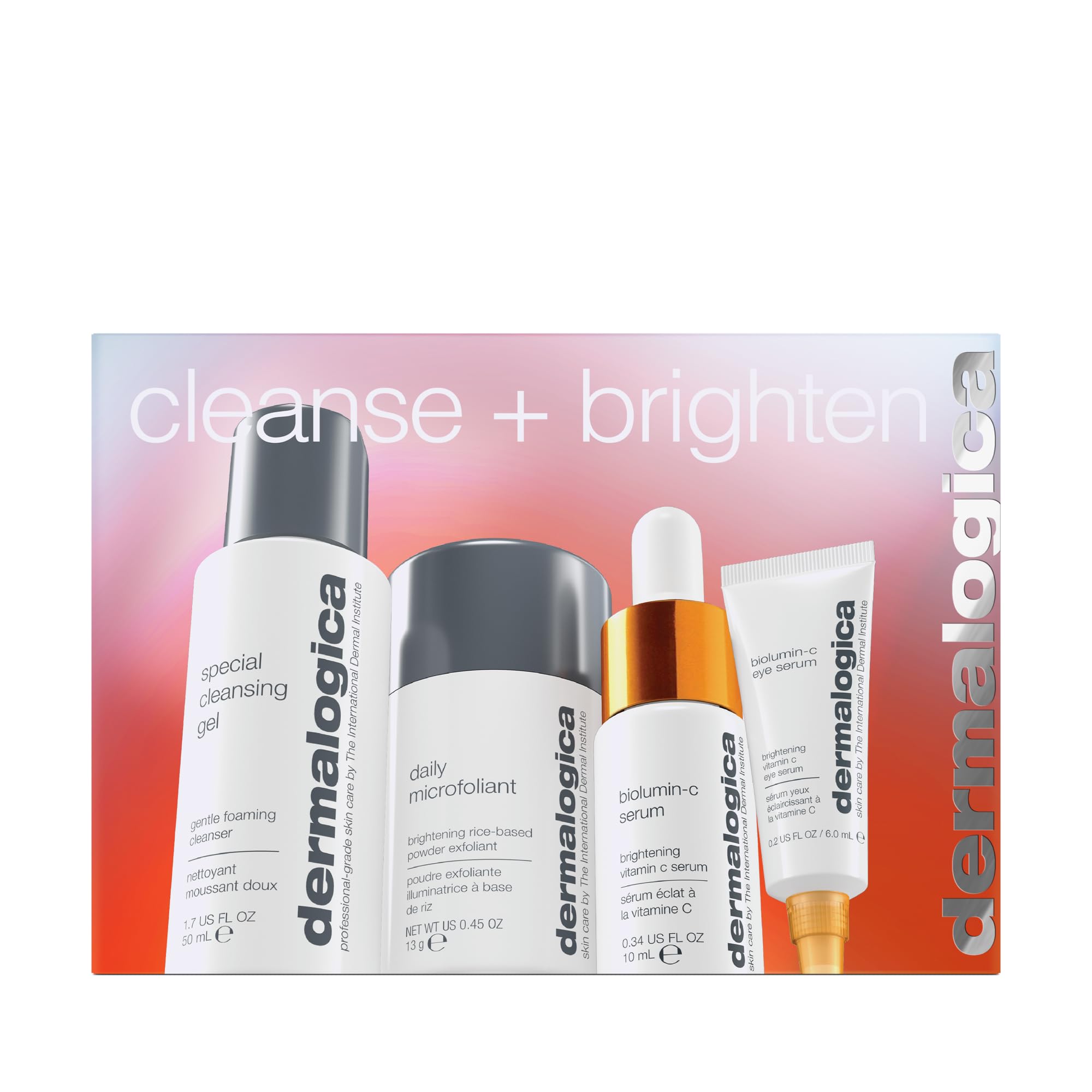 DERMALOGICA Cleanse + Brighten Set (Special Cleansing Gel 50ml + Daily Microfoliant 13g + BioLumin-C Eye Serum 6ml + BioLumin-C Serum 10ml)