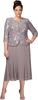 Women's Long and Tea Length Mock Lace Jacket Dress