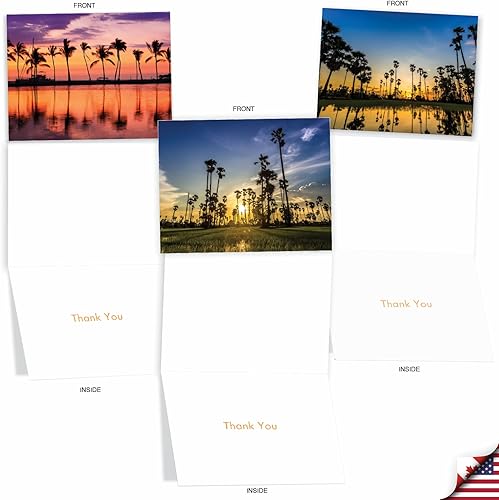 Miniatura 4 de The Best Card Company Juego de 10 tarjetas de agradecimiento surtidas de 4 x 5.12 pulgadas con sobres (10 diseños, 1 cada uno) Palm Beaches M6457TYG