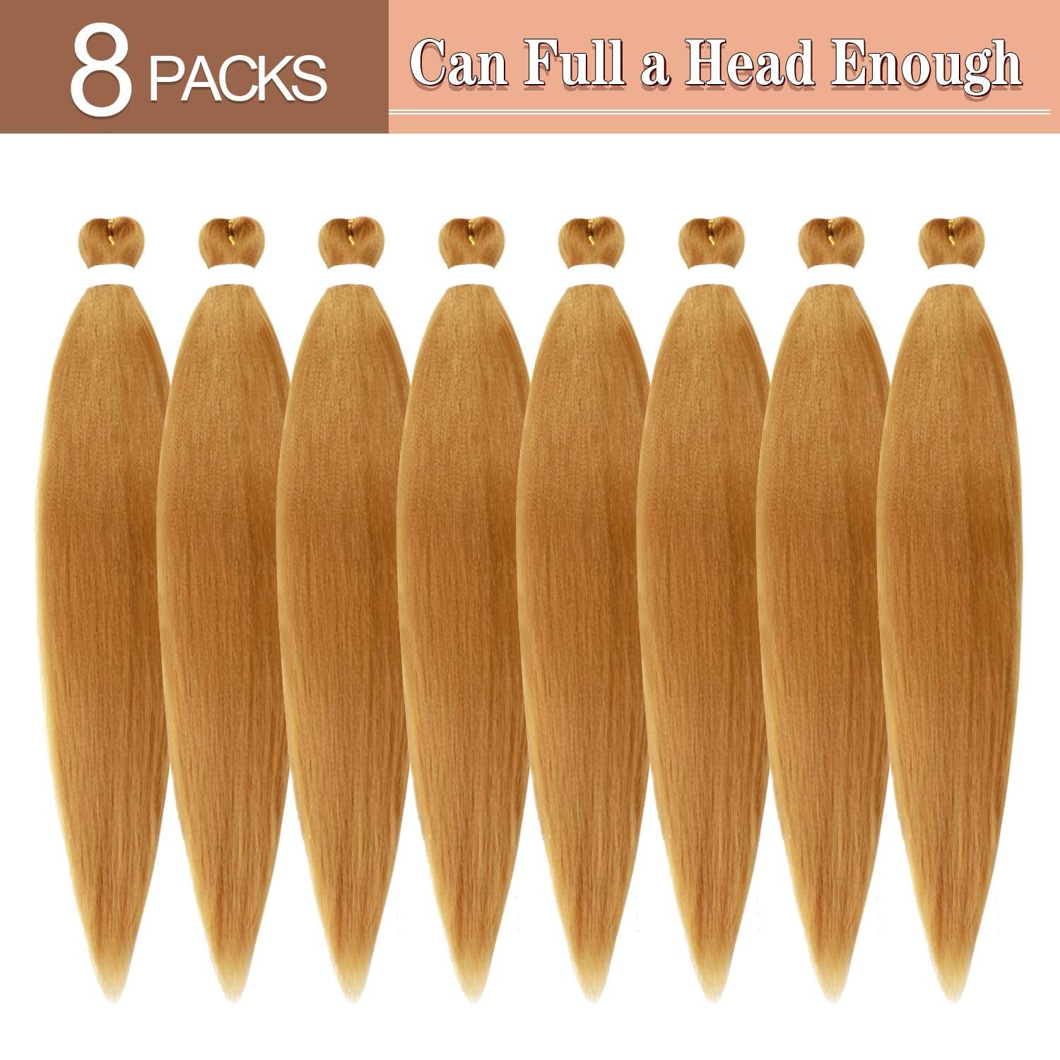 Braiding Hair Pre Stretched 8 Packs 24 Inch Long Black Braid Professional Prestretched Synthetic Braiding Hair Extensions for Twist or Braid (27#, 24 Inch (Pack of 8))