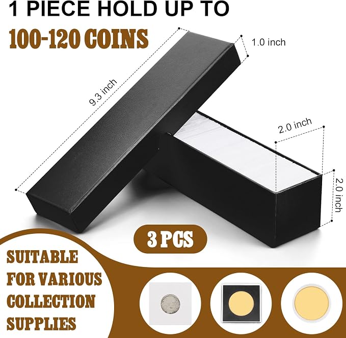 Cajas para monedas 3 piezas color negro miniatura 3