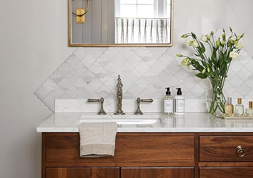 Miniatura 21 de COLAMO 1 pieza de lujo para salpicadero de despegar y pegar, mezcla de piedra sintética, azulejos adhesivos inteligentes de metal dorado, para pegar