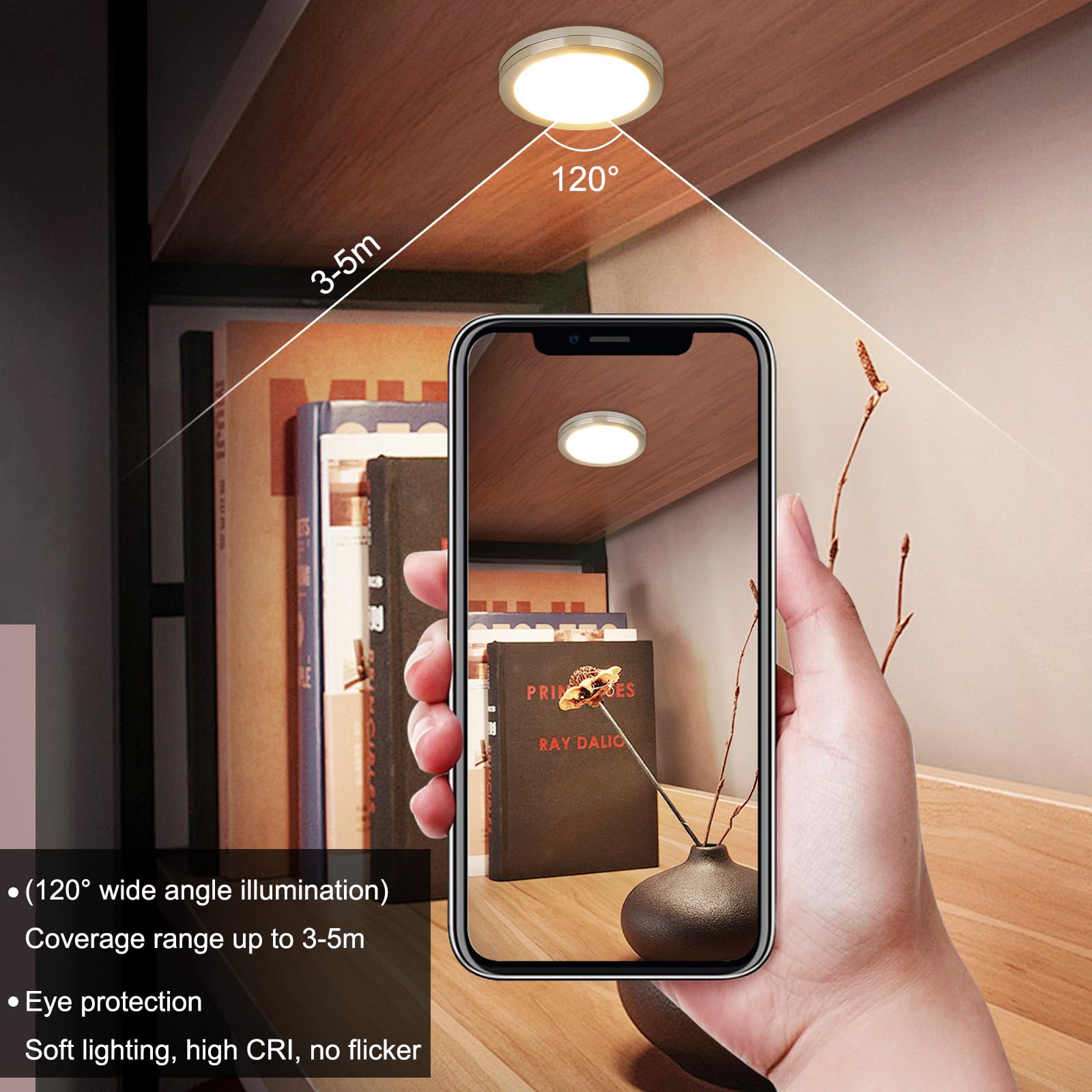 Lumière D'armoire - Bandeau LED COB 6-en-1 Dimmable à Contrôle Tactile