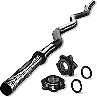 Vista 11 de Yes4All Standard Straight Barbell 60" & EZ Curl Bar 47", Capacity 200 to 480 LB, Weight Bar 1" to 2" Diameter - Star Lock Collars, Rubber Ring