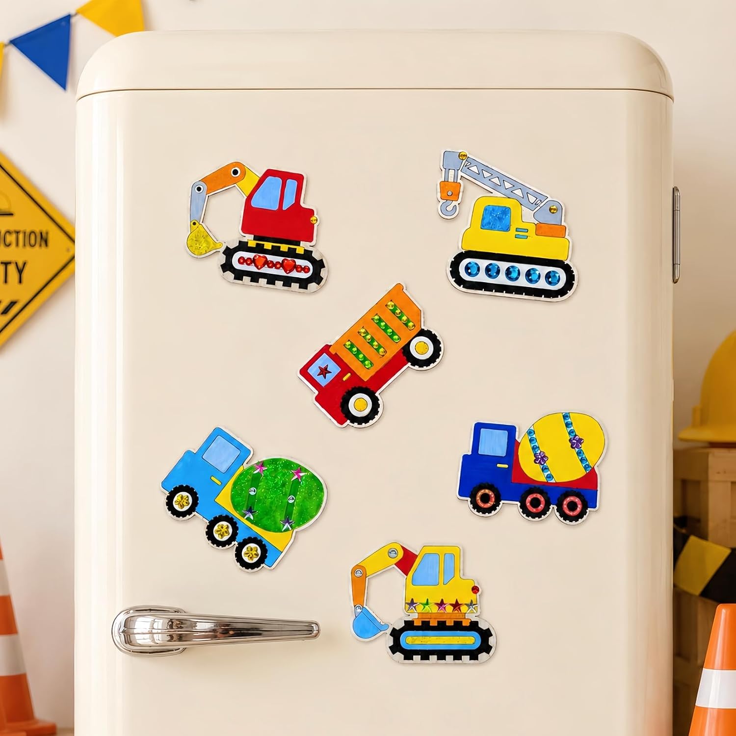 Construction Party Favors for Kids - 12 Pack Pre-Packaged DIY Construction Painting Craft Kits, Birthday Goodie Bag Fillers, Construction Party Supplies, Gifts & Prizes for Boys and Girls Ages 4-8