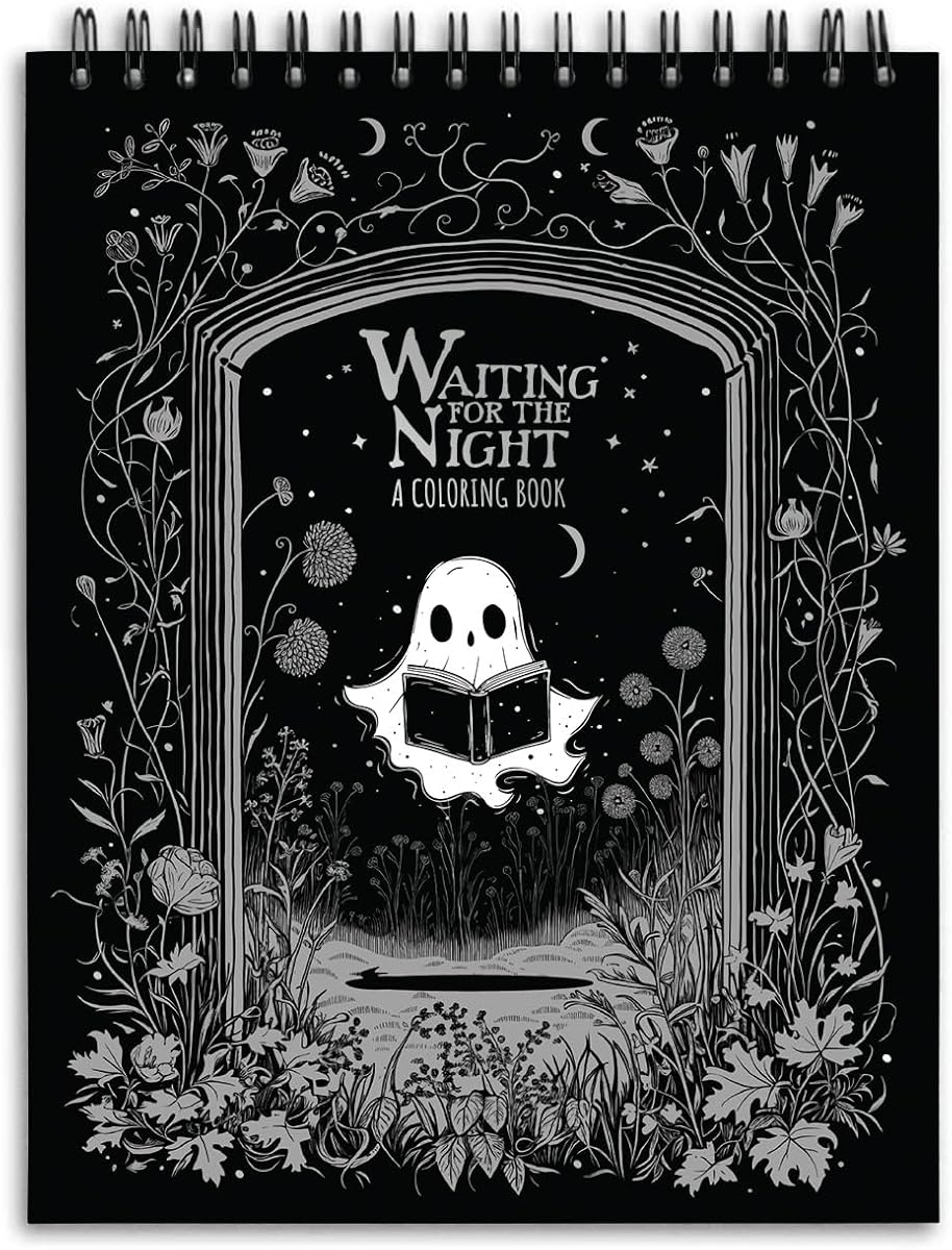 Conquest Waiting for the Night Coloring Book | Bookish-Themed Gothic-Inspired Color Pages, Top-Spiral, Durable Board-Wrapped Bookboard, 8" x 10.5"