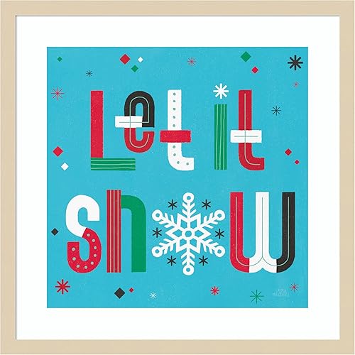 Amanti Art Framed Wall Art Print 21x21 Retro Holiday VI Bright by Laura Marshall, Typography Wall Art, Whimsical Decor, Medium Poster Painting