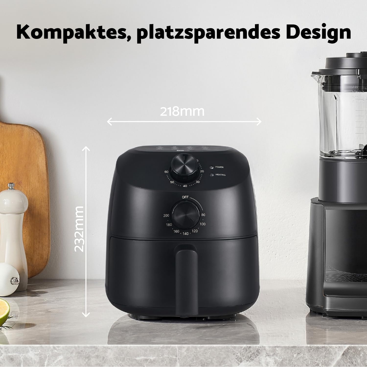 aeco Cube 2.0 Mini Airfryer – Kompakte Heißluftfritteuse, 2 Liter, BPA-frei, 60 Min. Timer, Antihaft, 80% weniger Öl, energieeffizient, Automatische Abschaltfunktion