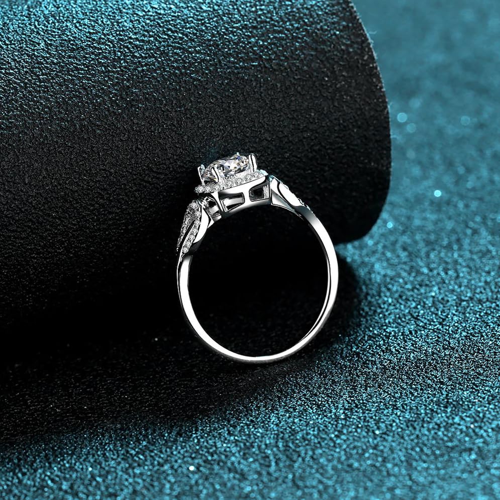 Bague moissanite en argent 925 StarGems RX019 à quatre griffes - 3