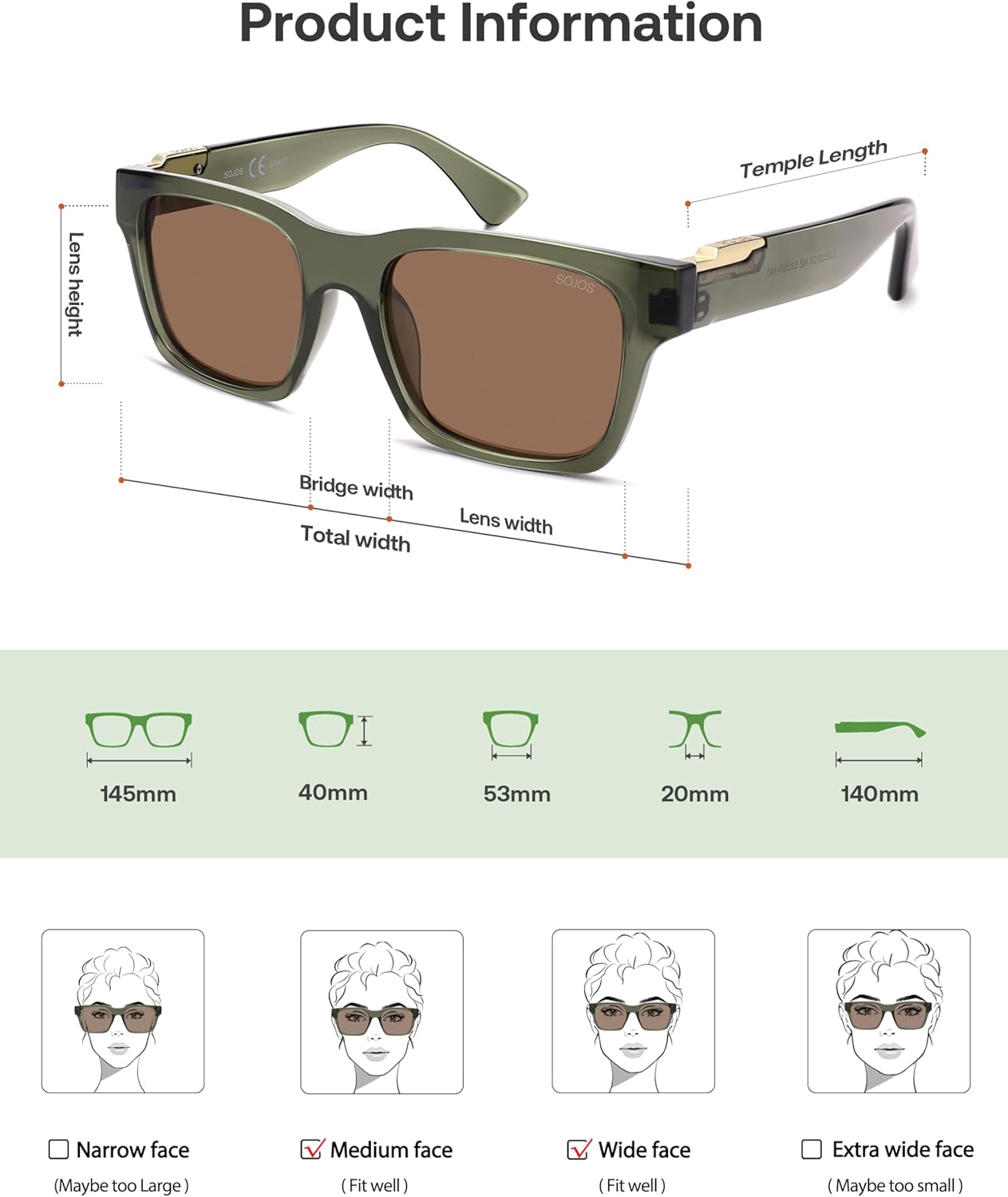 SOJOS Trendy Polarized Square Sunglasses for Women Men,UV400 Retro Square 70s 80s 90s Shades SJ2622 - Image 5