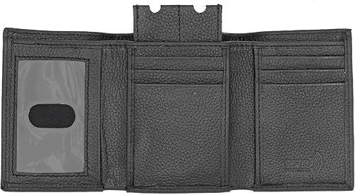 RFID Safe Men's Trifold Genuine Leather Wallet Slim Stylish and Durable Design with Multiple Card Slots J132TF Black