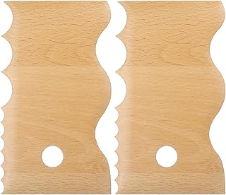 HARFINGTON Pottery Ribs Trimming Tools Pottery Profile Rib Wooden Foot Shaper Various Wave Design Texture Rib Beech Wood for Carving Ceramics Clay